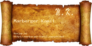 Marberger Kamil névjegykártya